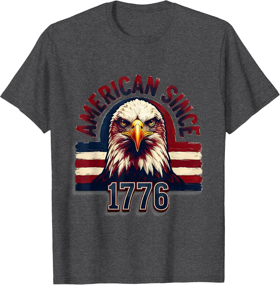 Men's American Since 1776 Patriotic Eagle Flag 250th Anniversary T-Shirt - Dark Heather Grey