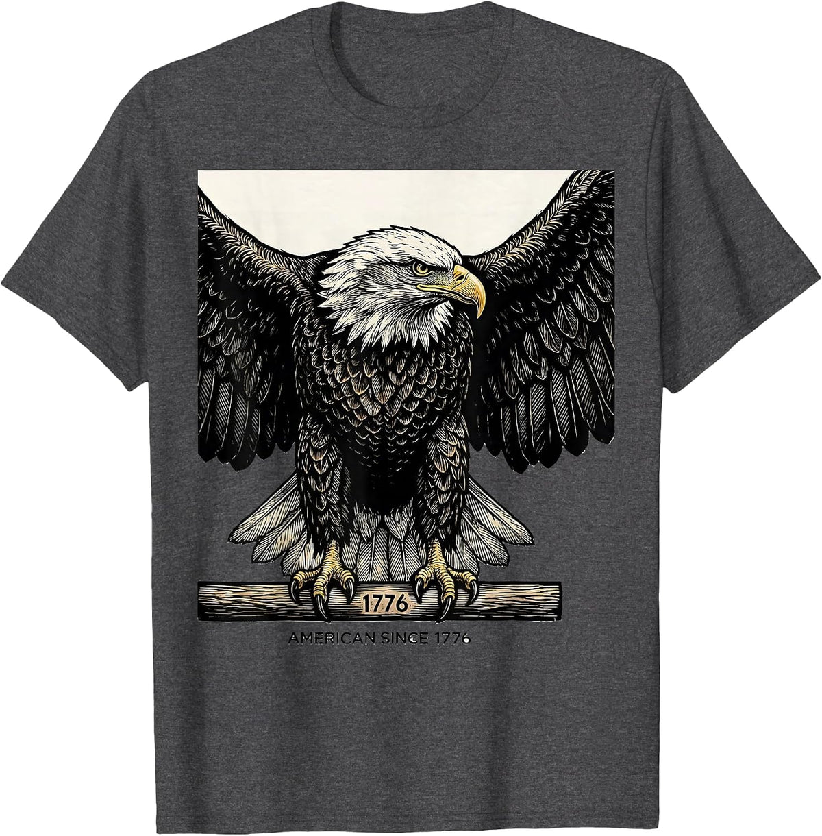 American Since 1776 Bold Eagle Patriotic 250th Anniversary T-Shirt - Dark Heather Grey