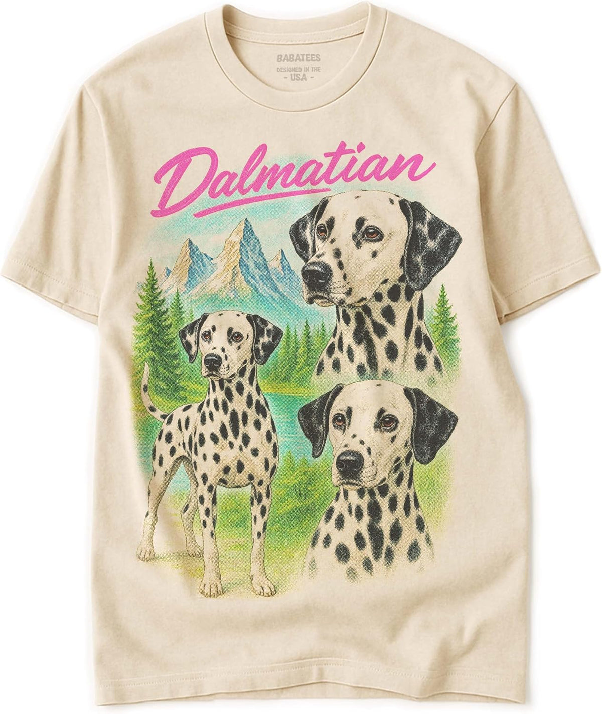 Vintage Tshirt for Dog Mom & Dad 100% Natural Undyed Cotton for Men & Women - Dalmatian