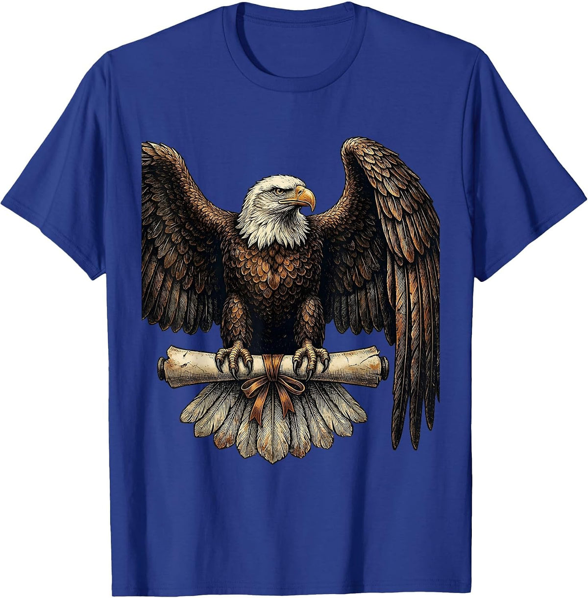 Eagle Clutching Diploma College Graduation Design T-Shirt - Royal Blue