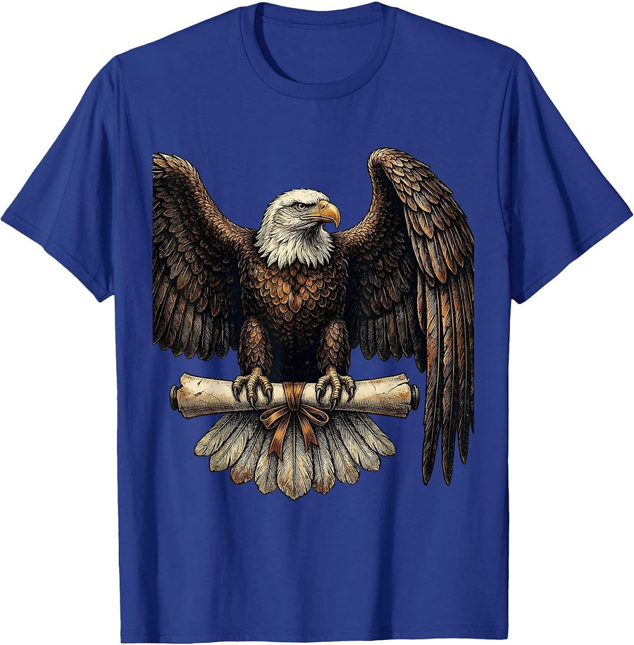 Eagle Clutching Diploma College Graduation Design T-Shirt - Royal Blue