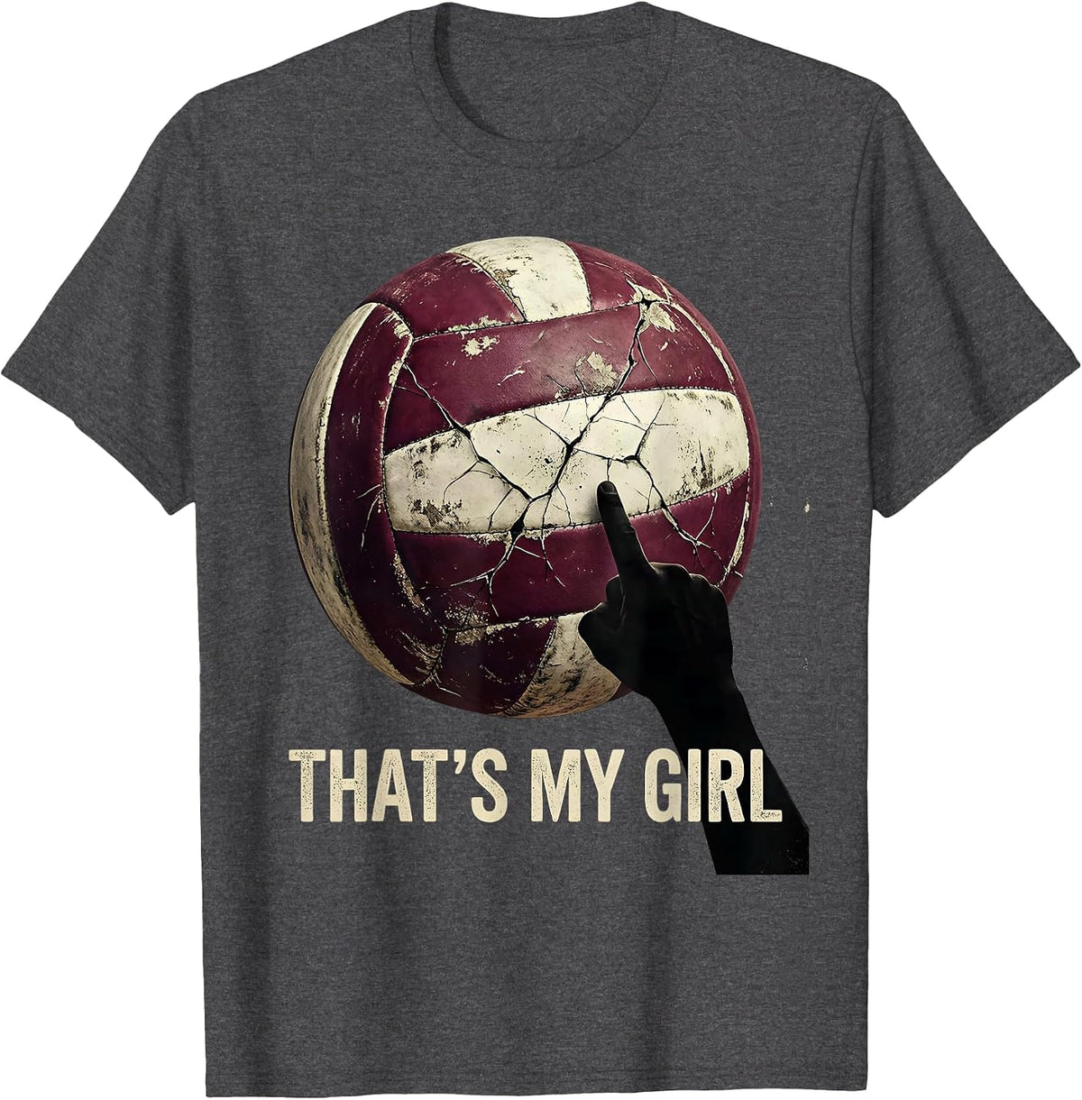Men's That's My Girl Distressed Volleyball Mom Game Day Team T-Shirt - Dark Heather Grey
