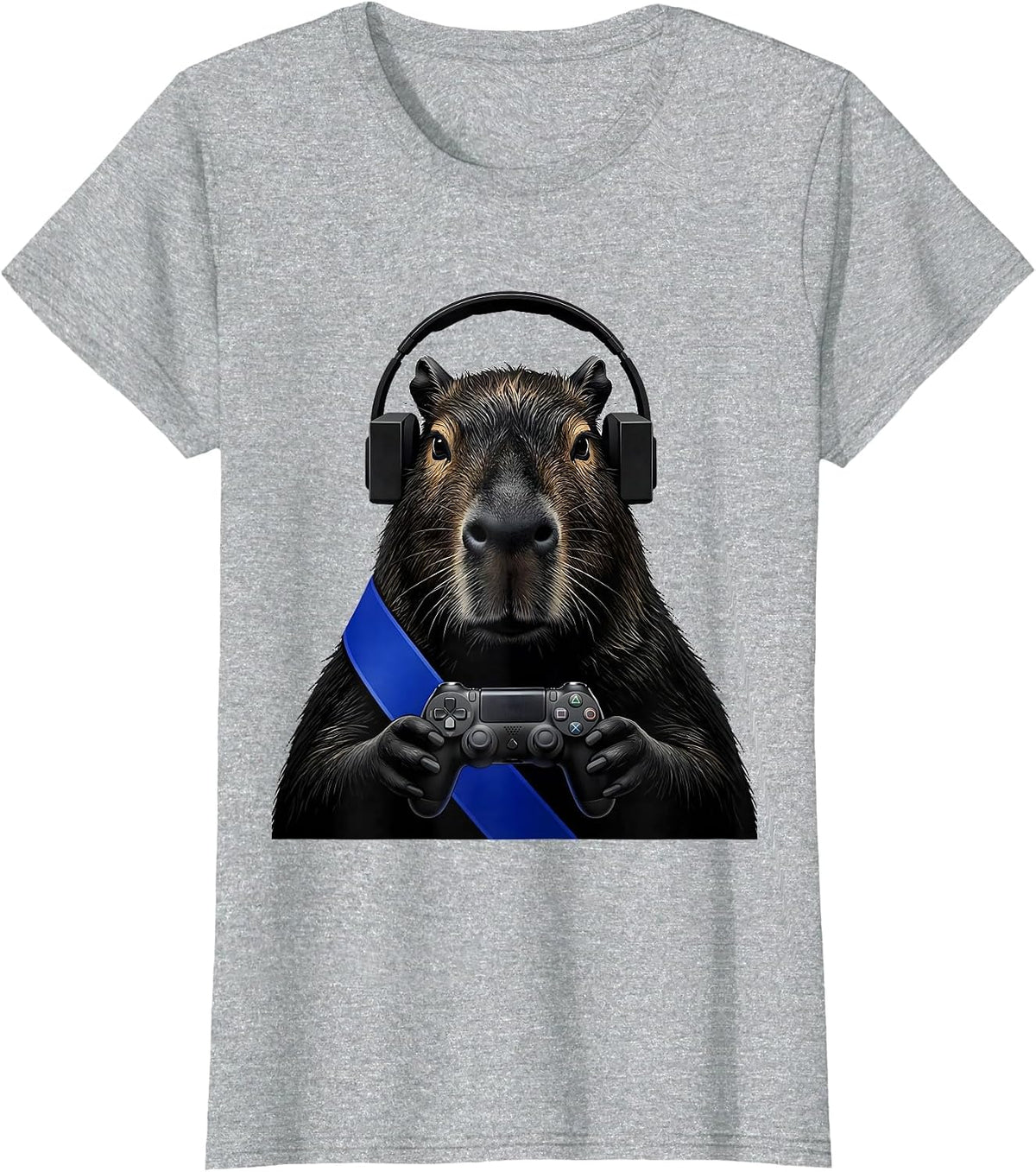 Women's Capybara Gamer Bruh Meme Humor Retro T-Shirt - Heather Grey