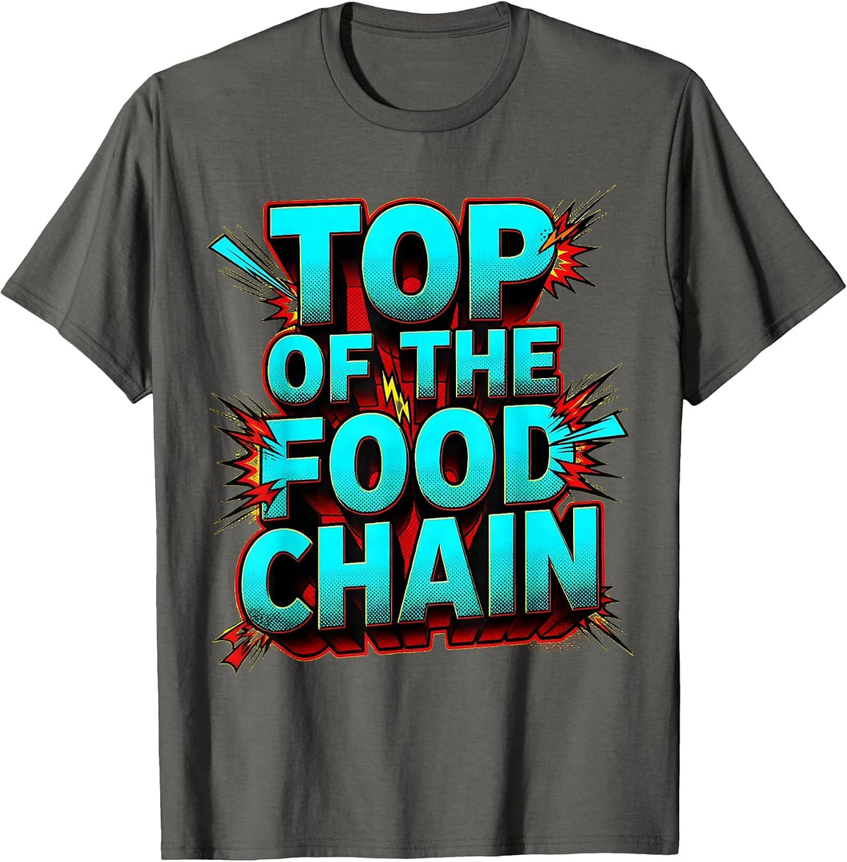 Men's Top of the Food Chain Shark Graphic Design T-Shirt - Asphalt Grey