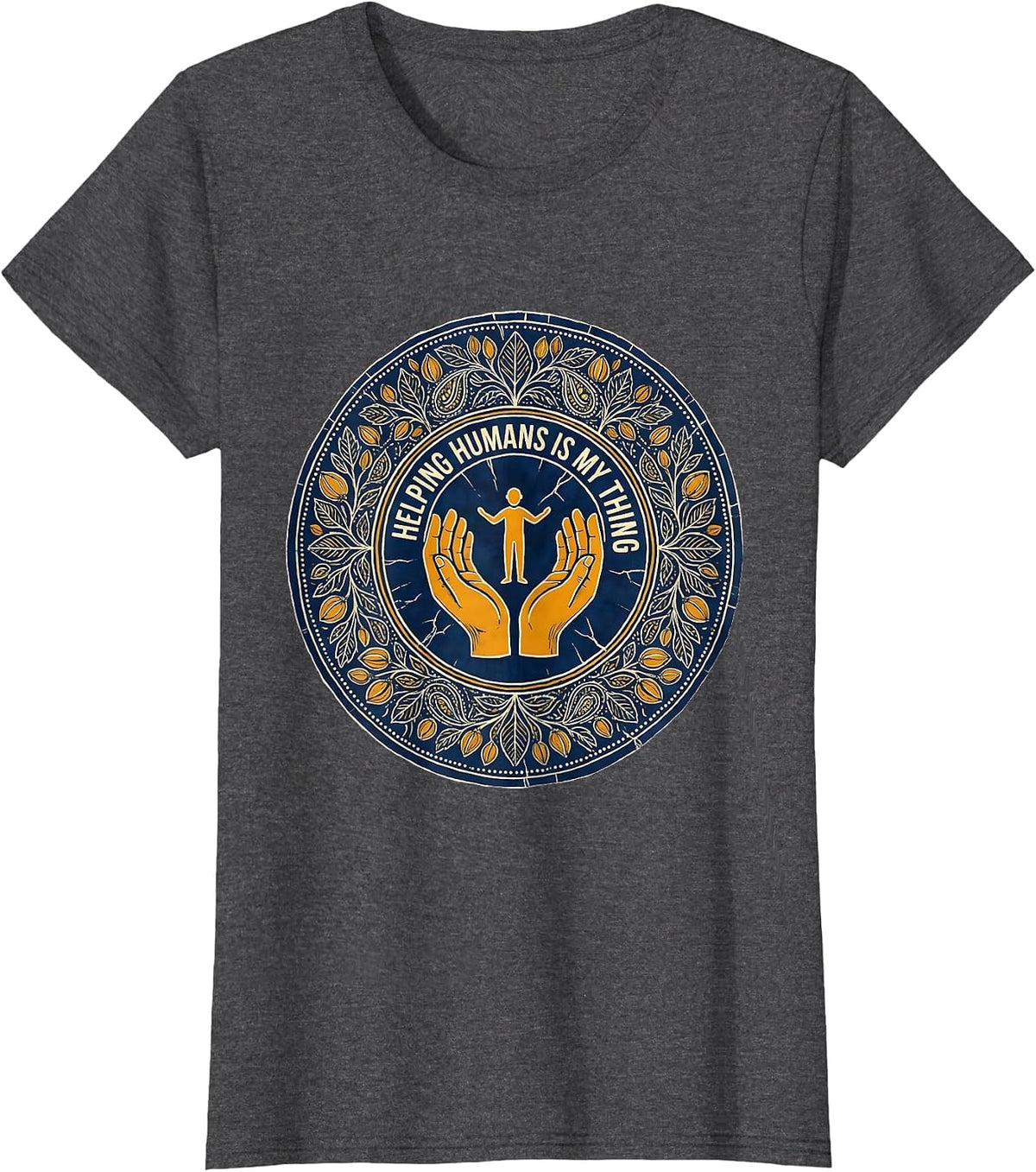 Women's Helping Humans Is My Thing Social Worker Design T-Shirt - Dark Heather Grey