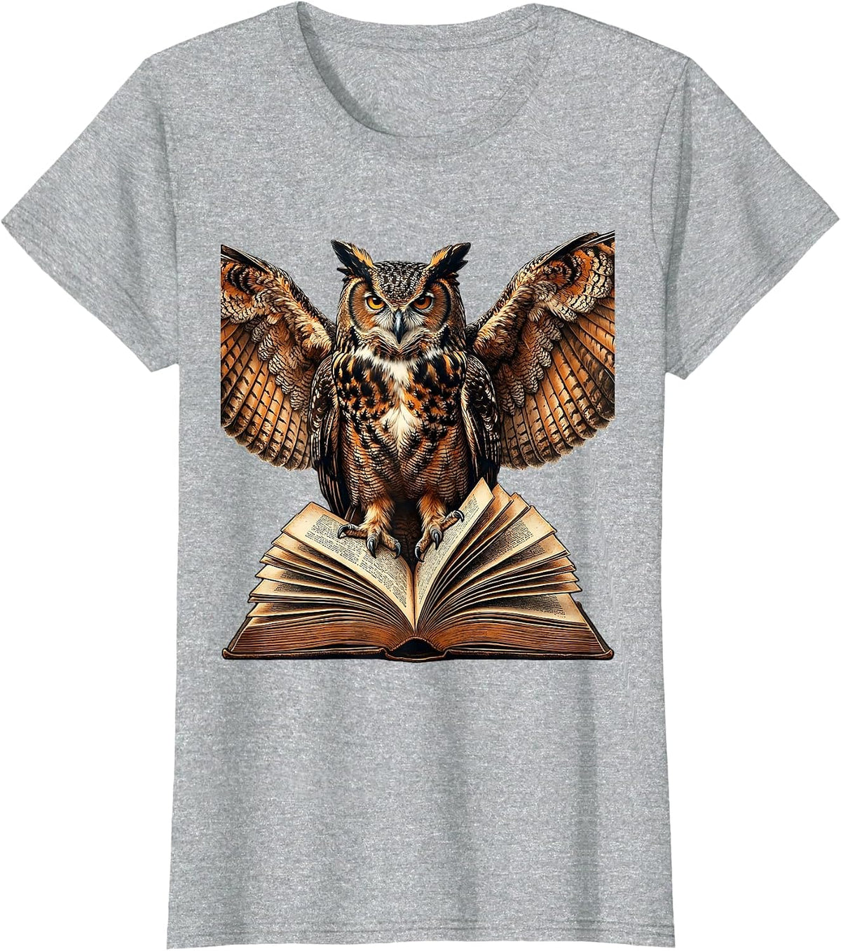 Women's Owl on Open Textbook College Graphic T-Shirt - Heather Grey