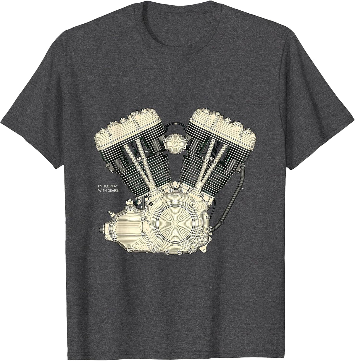 Men's I Still Play With Gears Vintage Mechanic Garage Motor Engine T-Shirt - Dark Heather Grey