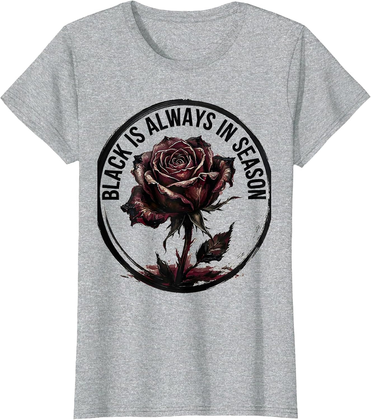 Black Is Always In Season Emo Gothic Design T-Shirt - Heather Grey