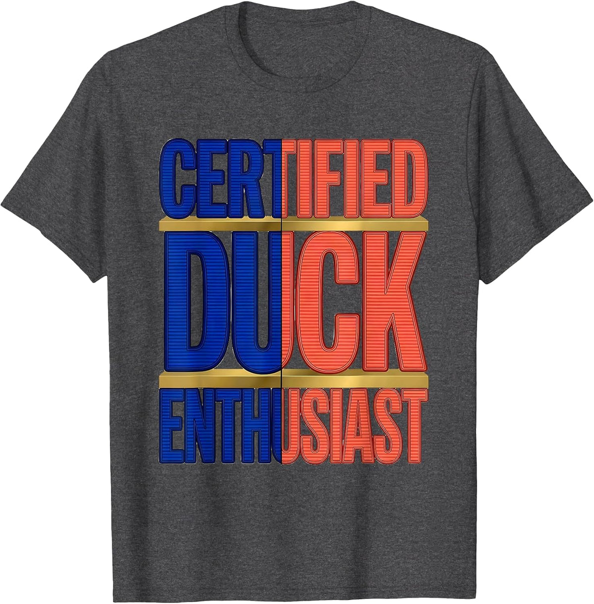 Men's Certified Duck Enthusiast Funny Duck Lover Design T-Shirt - Dark Heather Grey
