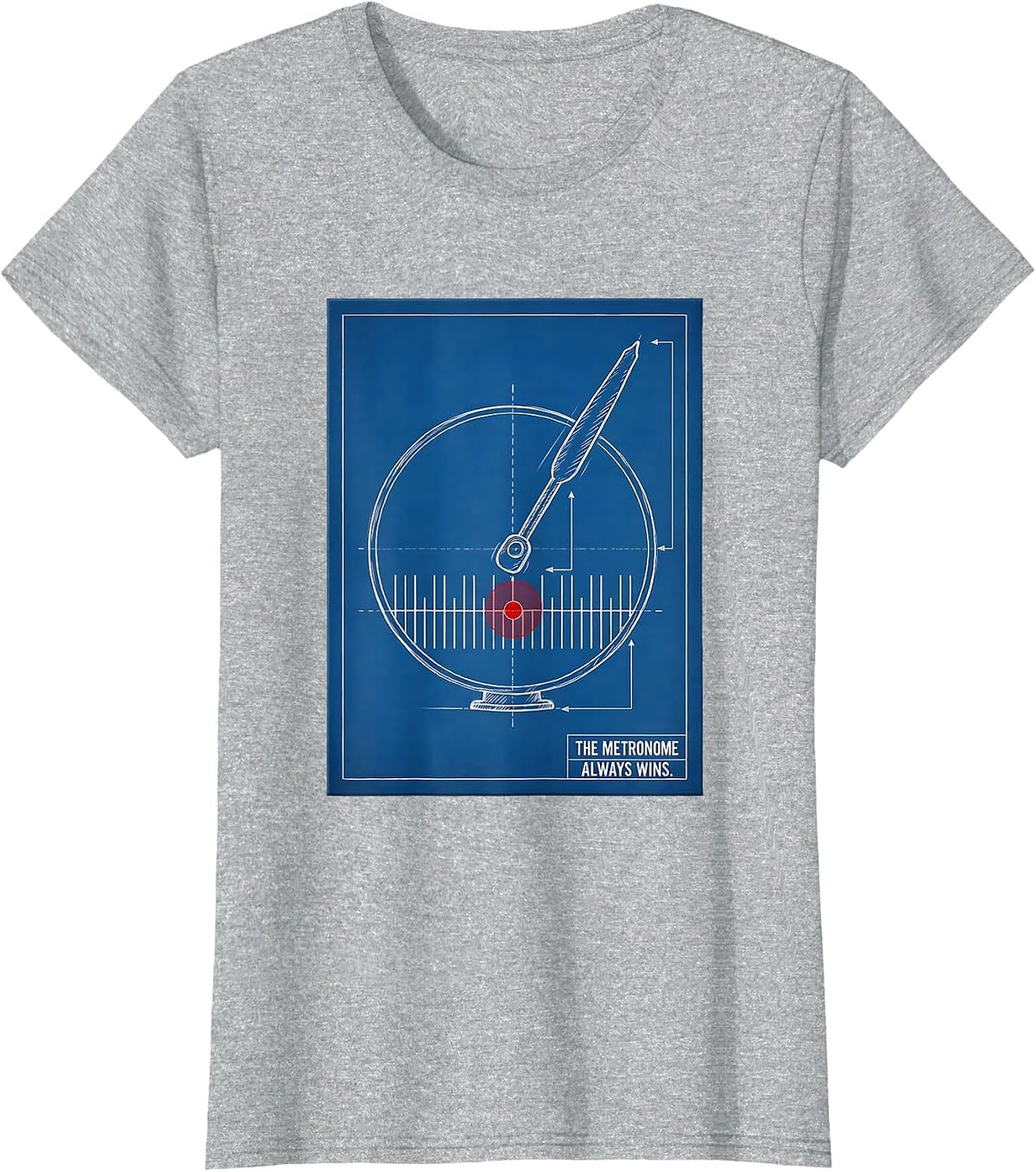 Women's The Metronome Always Wins Funny Music Lover Drummer Gift T-Shirt - Heather Grey