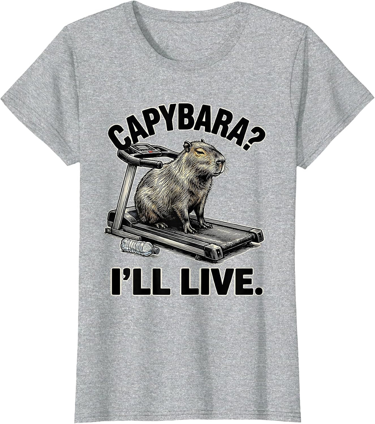 Capybara? I'll Live Funny Animal Lover Meme Humor T-Shirt - Heather Grey