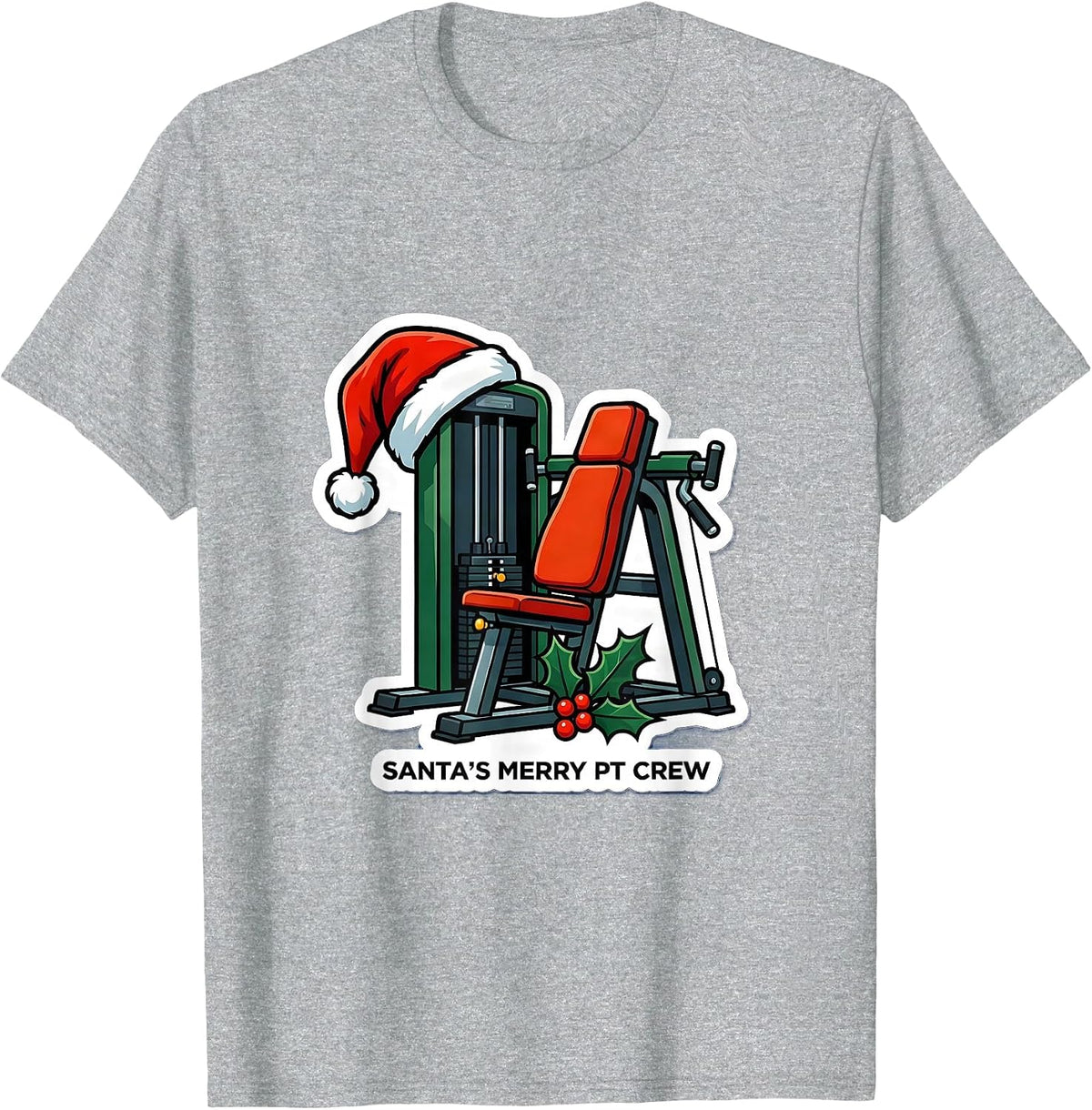 Men's Santa's Merry PT Crew Funny Physical Therapist Christmas T-Shirt - Heather Grey