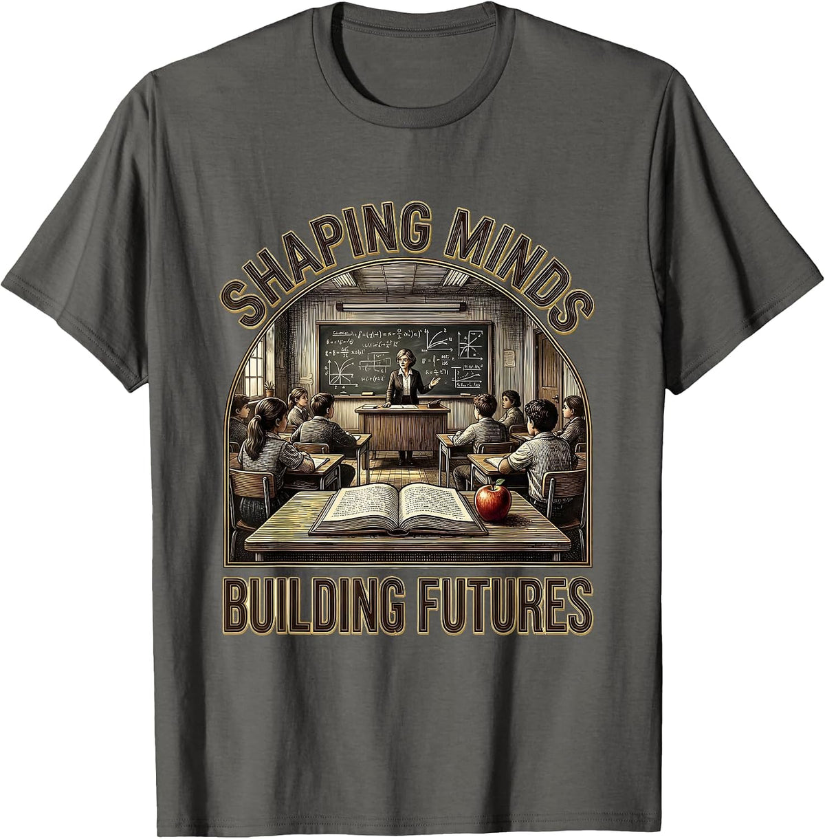 Men's Shaping Minds Building Futures Labor Day Teacher T-Shirt - Asphalt Grey