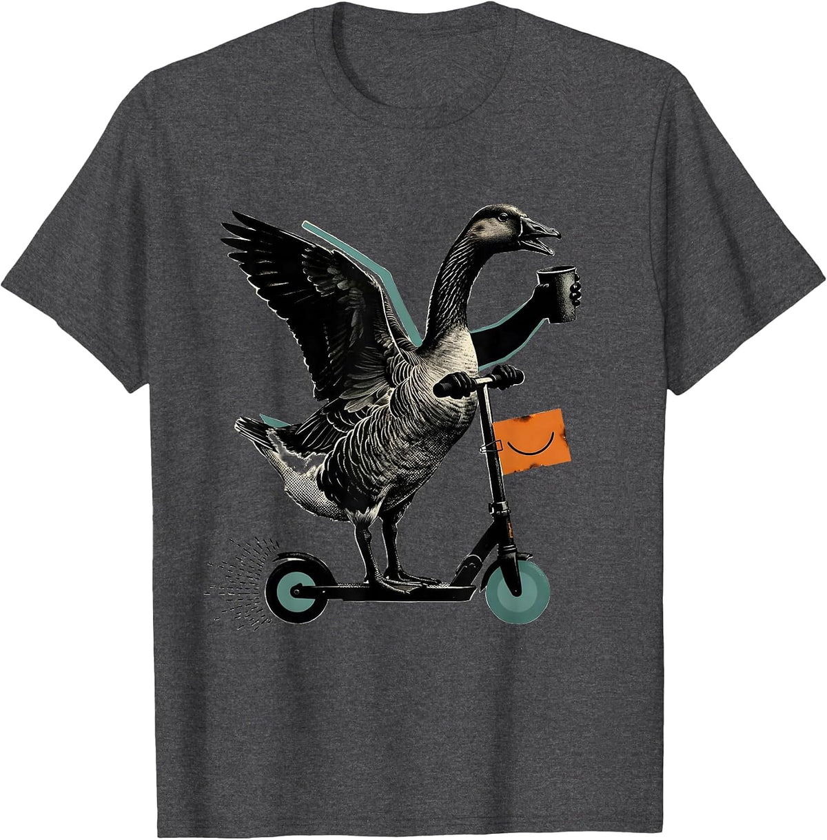 Interlocked Goose Scooter Silly ABA Therapist Humor T-Shirt - Dark Heather Grey