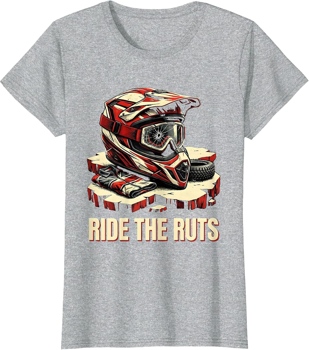Ride The Ruts Motocross Helmet Dirt Bike Rider Pride T-Shirt - Heather Grey