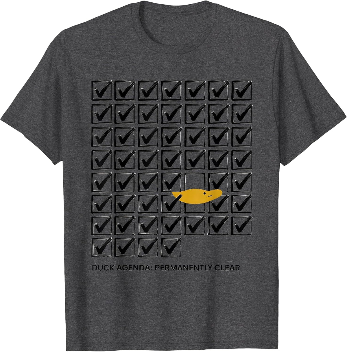 Duck Agenda Permanently Clear Funny Duck Sunglasses Novelty T-Shirt - Dark Heather Grey