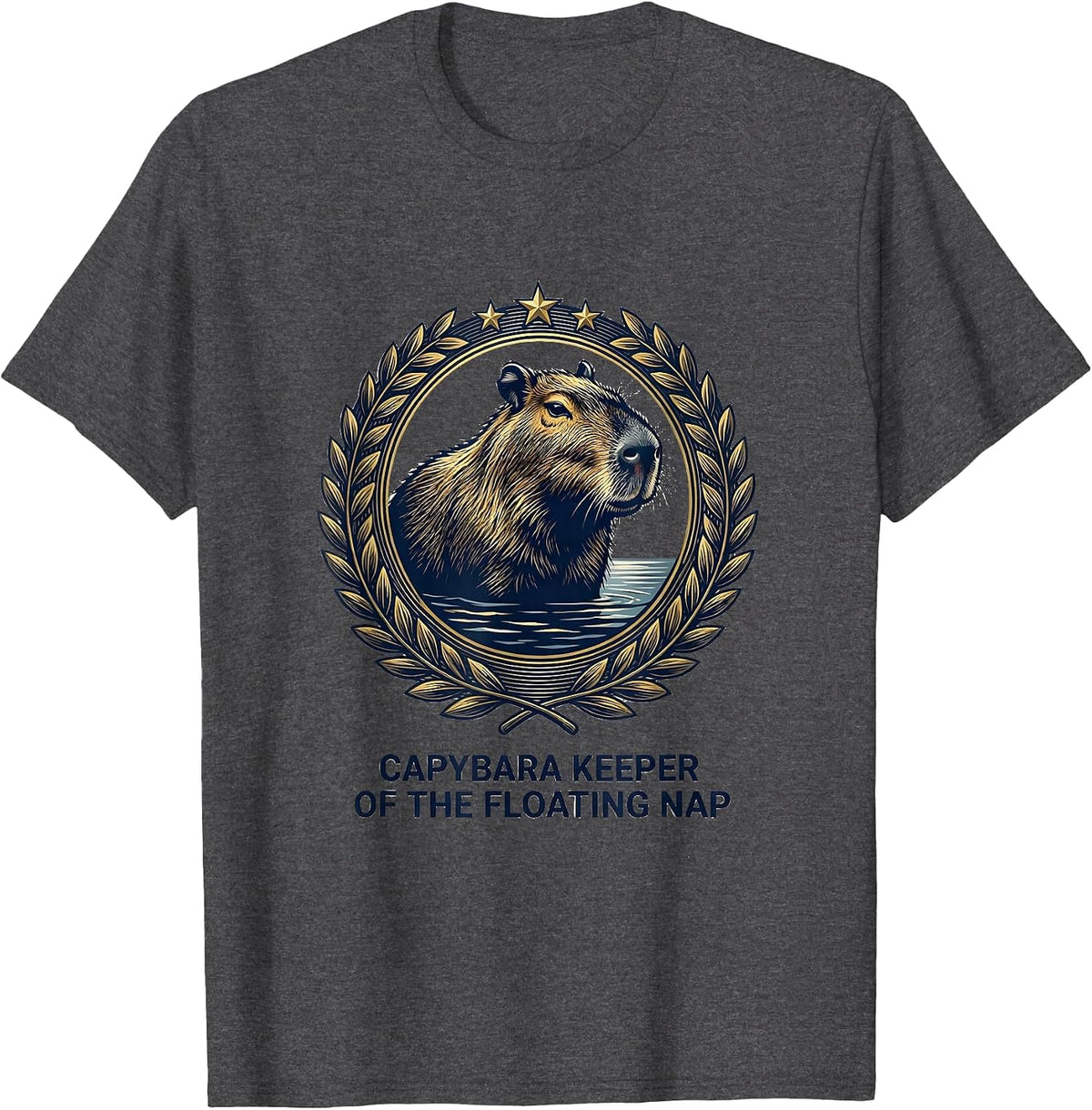 Men's Capybara, Keeper Of The Floating Nap Funny Animal Humor T-Shirt - Dark Heather Grey