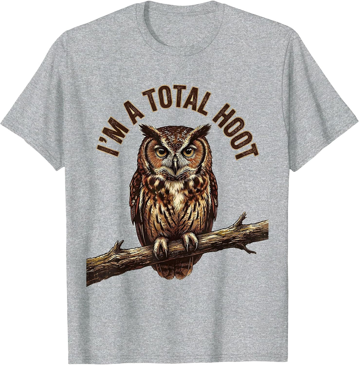 Men's I'm A Total Hoot Vintage Owl Lover Birdwatcher Humor T-Shirt - Heather Grey