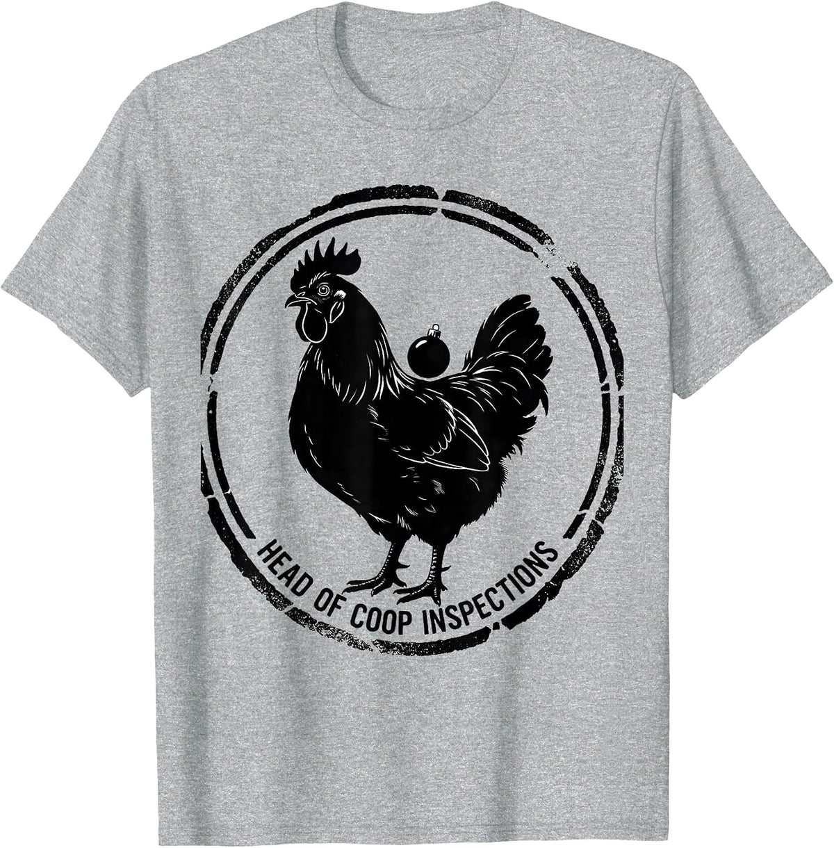 Men's Head Of Coop Inspections Rubber Stamp Chicken Lover Farm T-Shirt - Heather Grey