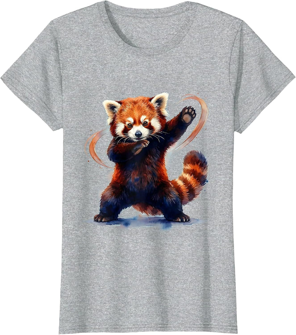 Red Panda Dabbing Watercolor Animal Humor T-Shirt - Heather Grey
