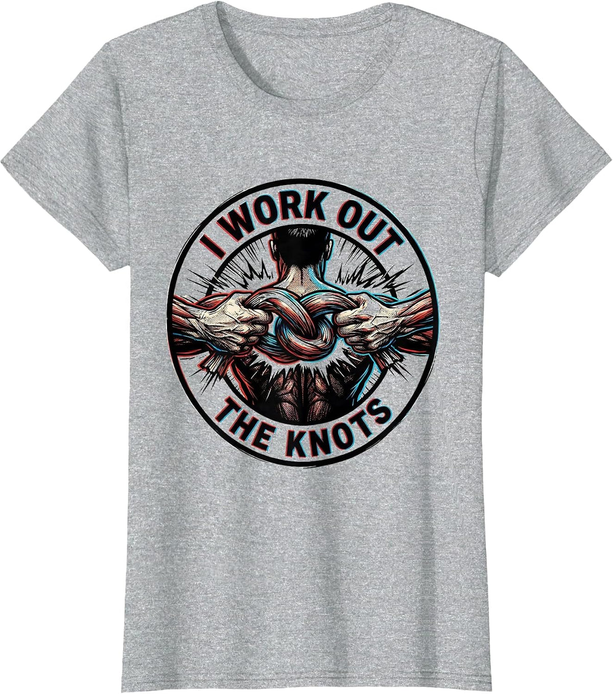 Women's I Work Out the Knots Funny Massage Therapist Chiropractic T-Shirt - Heather Grey