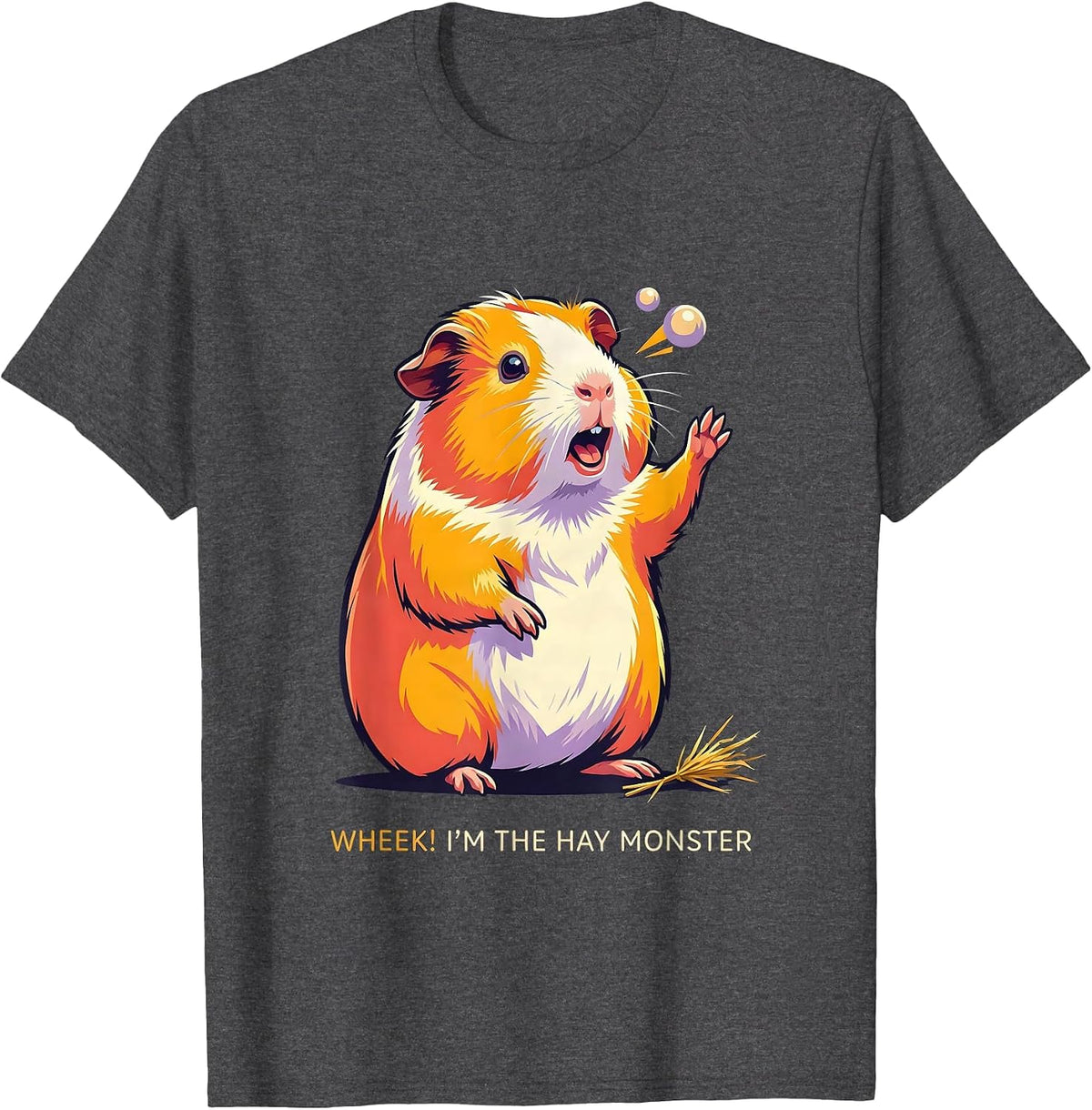 Men's Wheek! I'm The Hay Monster Cute Guinea Pig Cartoon Humor T-Shirt - Dark Heather Grey