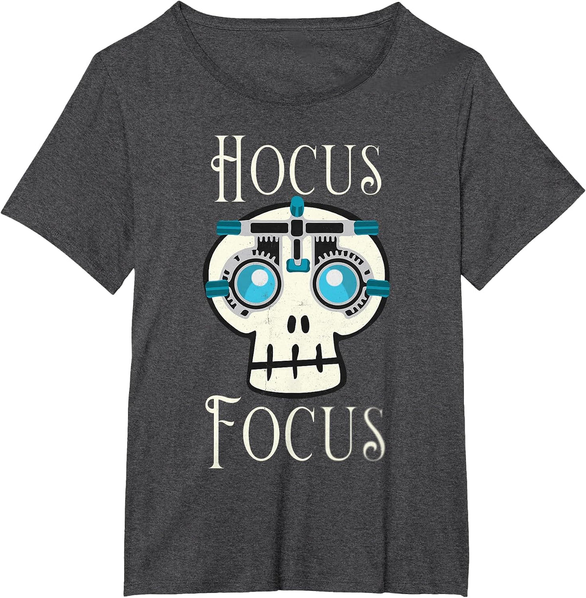 Hocus Focus Optometry Halloween Optometrist Eye Doctor Skull T-Shirt - Dark Heather Grey