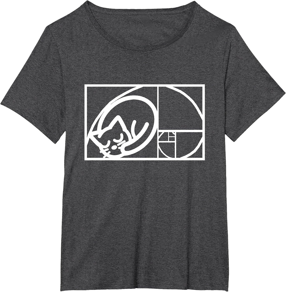 Math Mathematics Fibonacci Sequence Cat Golden Ratio T-Shirt - Dark Heather Grey