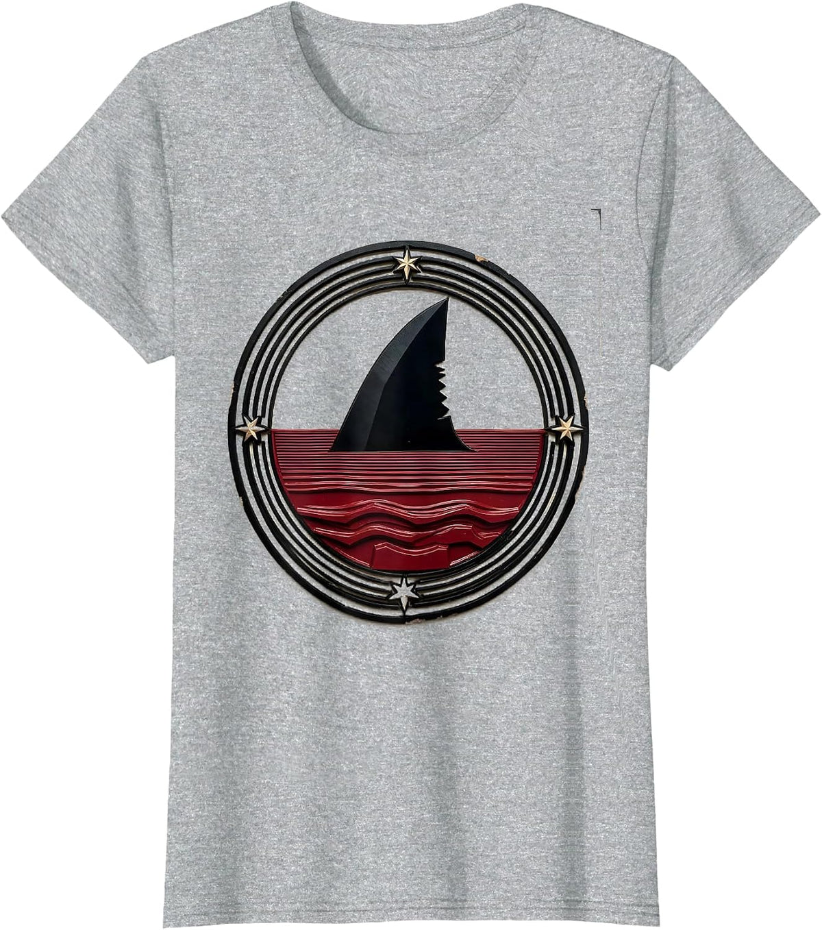 Women's Shark Fin Ocean Surface Graphic T-Shirt - Heather Grey