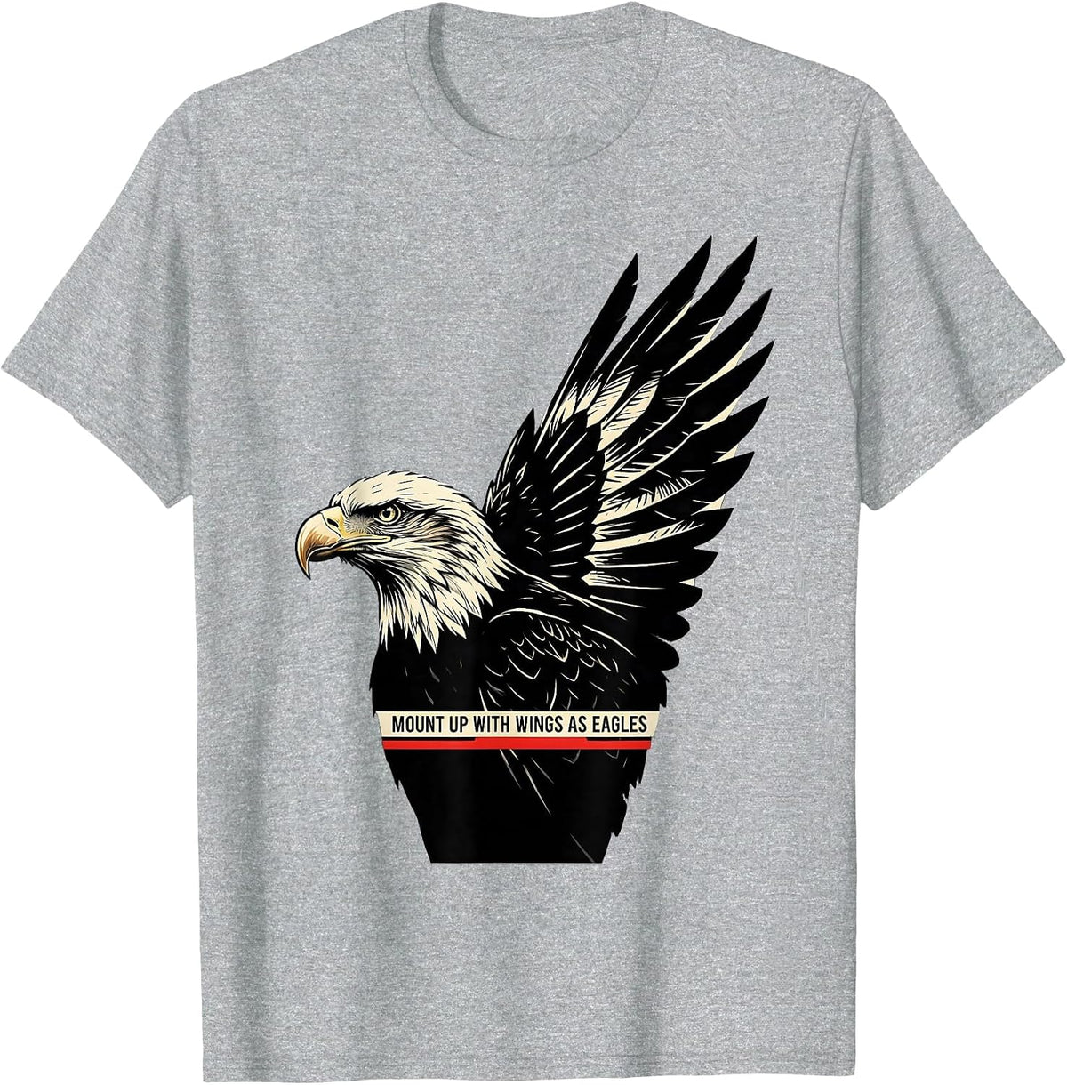 Men's Mount Up With Wings As Eagles Stencil Graphic Eagle Lover T-Shirt - Heather Grey