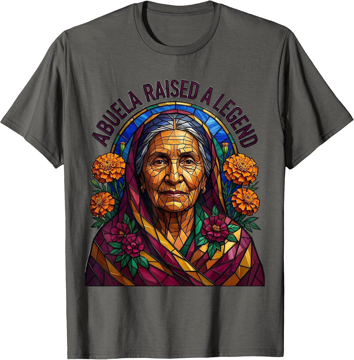Men's Abuela Raised A Legend Hispanic Heritage Design T-Shirt - Asphalt Grey