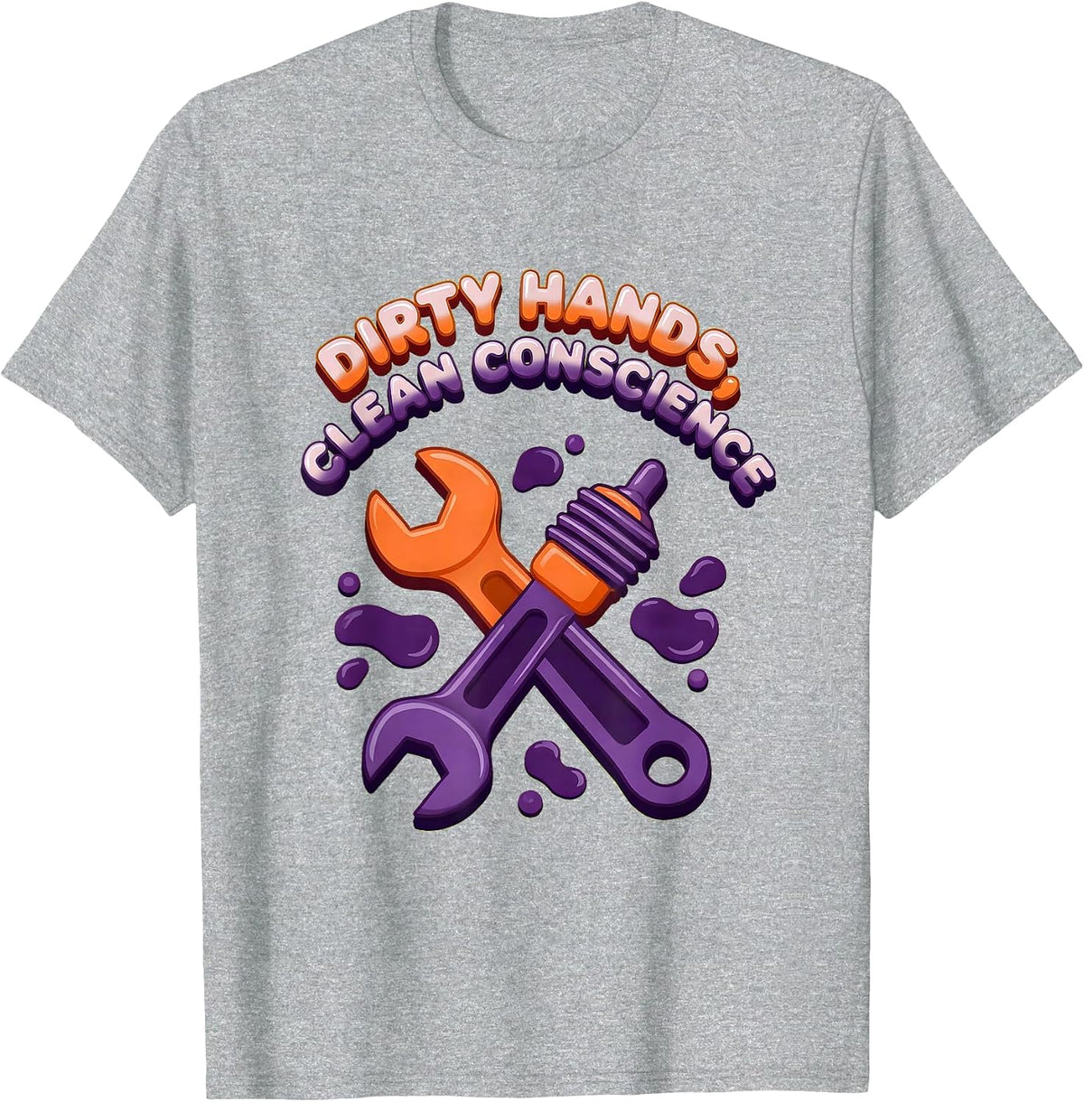 Men's Dirty Hands Clean Conscience Hardworking Design T-Shirt - Heather Grey