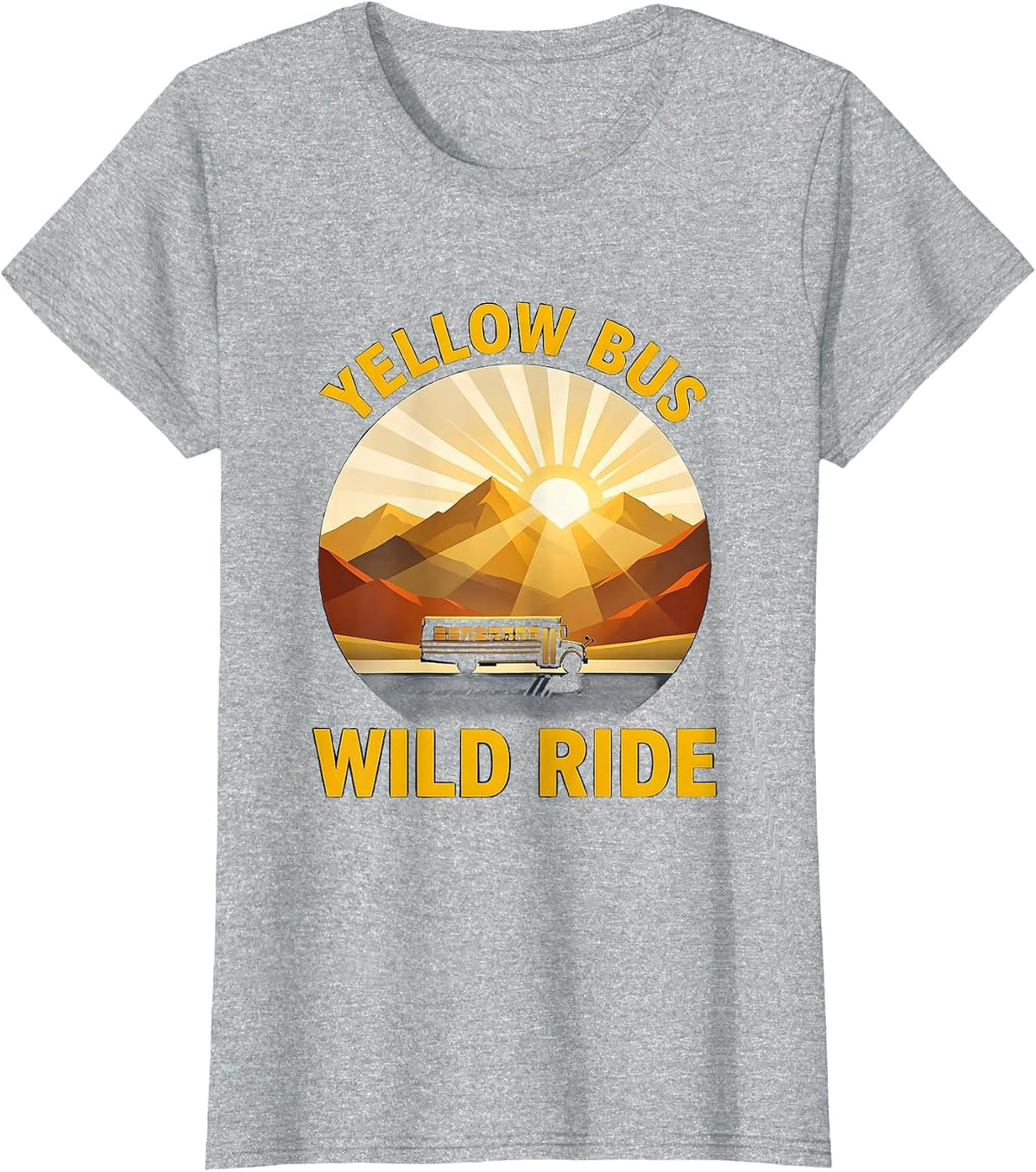 Yellow Bus Wild Ride School Bus Driver Design T-Shirt - Heather Grey
