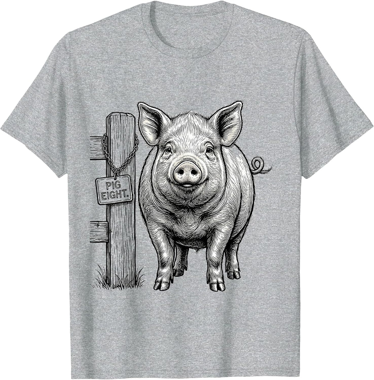 Men's Pig Eight Funny Pig Lover Novelty Humor Gift T-Shirt - Heather Grey