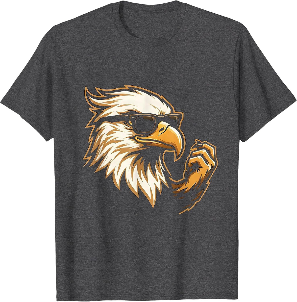 Eagle Mascot Sunglasses Cheer Silhouette Novelty T-Shirt - Dark Heather Grey
