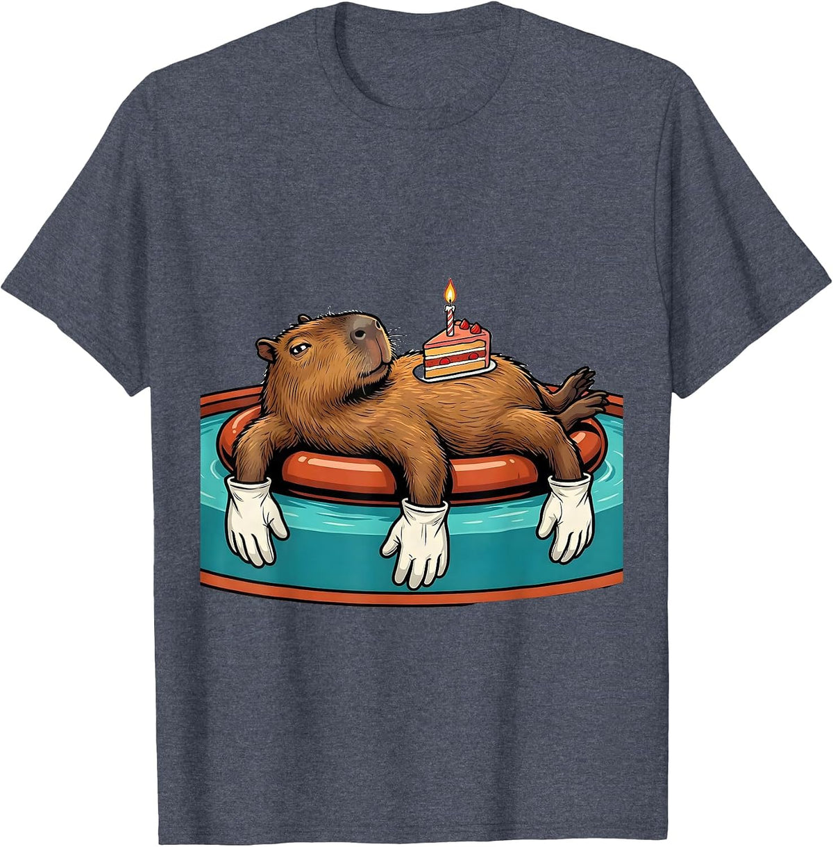Capybara Birthday Retro Cartoon Novelty Humor T-Shirt - Heather Blue