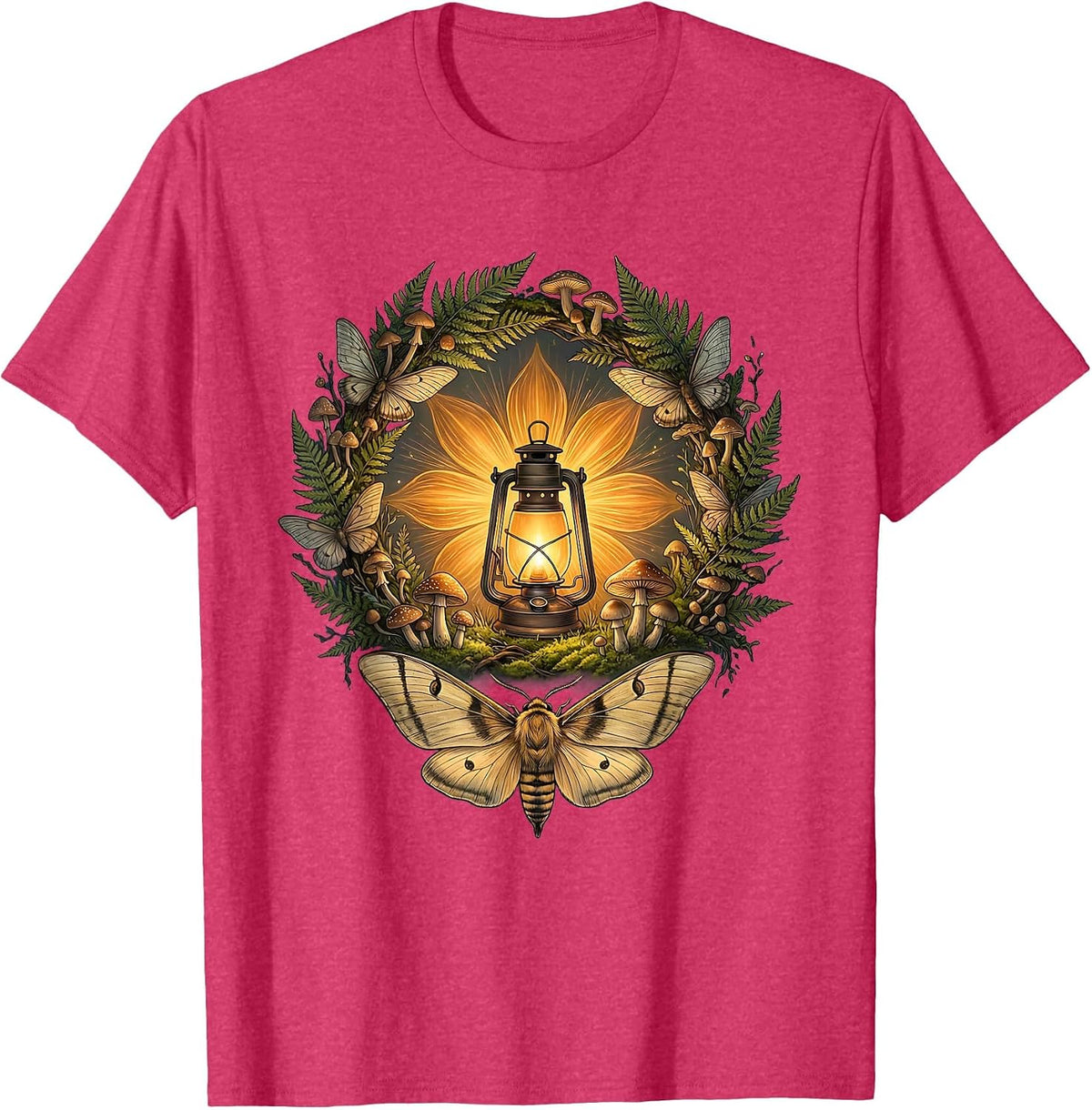 Lighthouse Beam Through Dark Fog Graphic Design T-Shirt - Red Heather