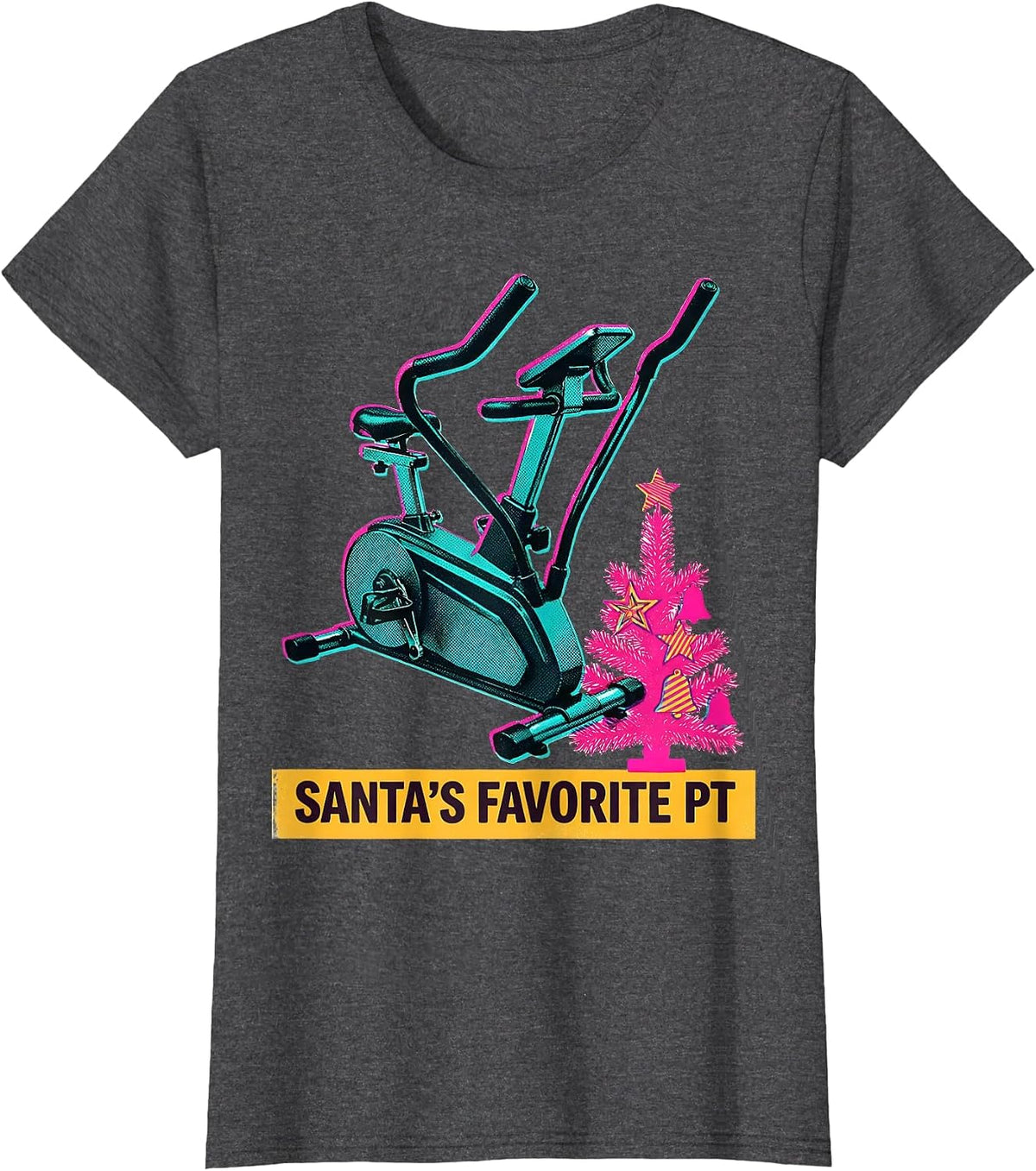 Women's Santa's Favorite PT Funny Physical Therapist Christmas Rehab T-Shirt - Dark Heather Grey