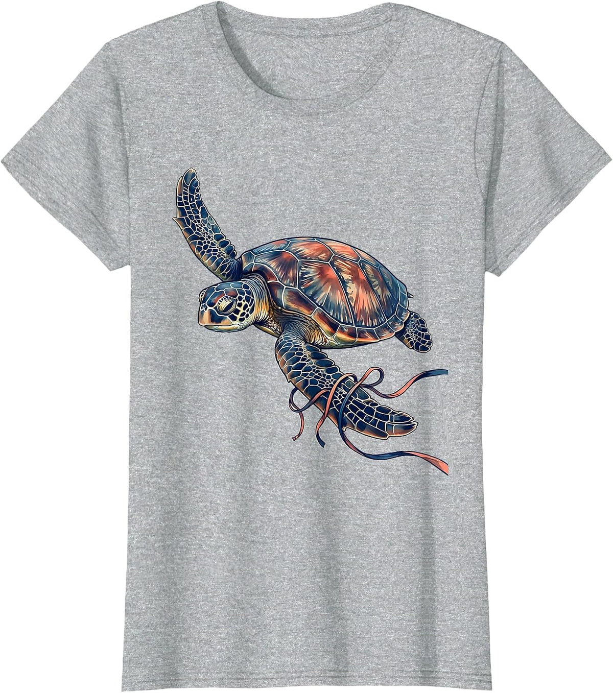 Women's Bikini Top Tangled in Sea Turtle Flippers T-Shirt - Heather Grey