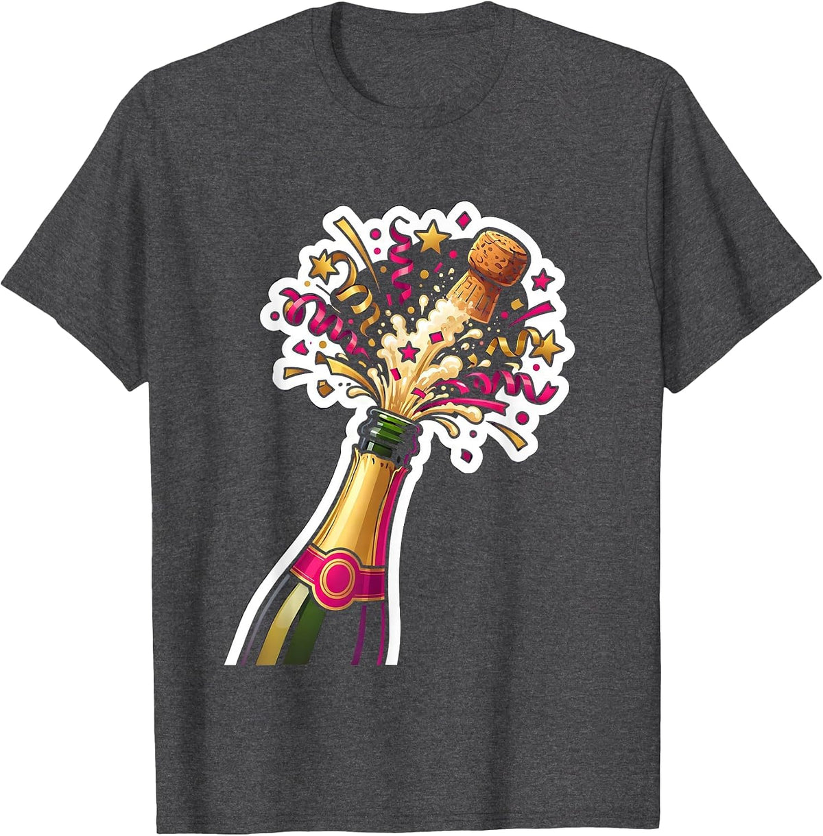 Champagne Pop Birthday Celebration Confetti T-Shirt - Dark Heather Grey