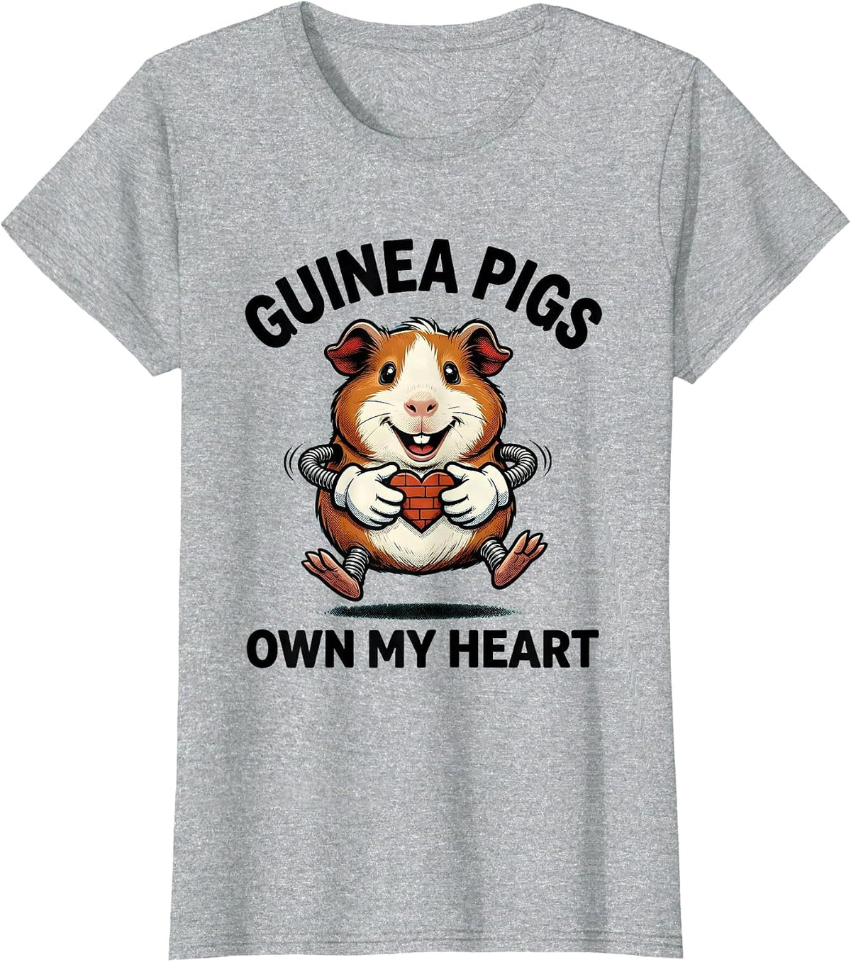 Guinea Pigs Own My Heart Retro Cartoon Pig Lover Humor T-Shirt - Heather Grey