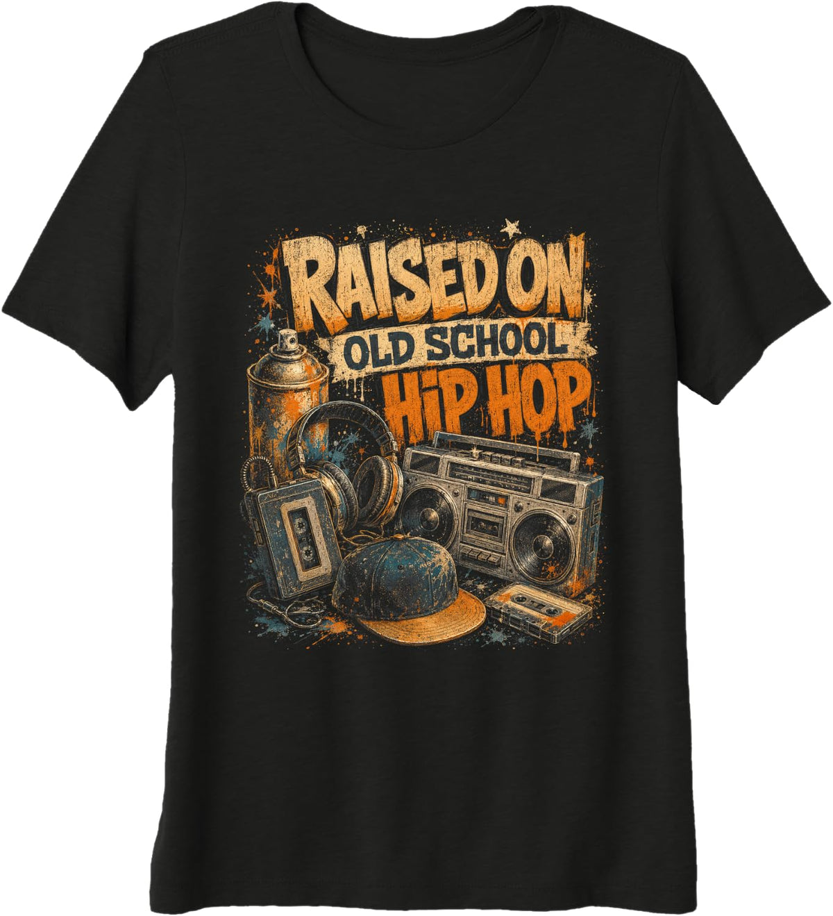 Raised On Old School Hip Hop Retro Music Vibes Premium Tri-Blend T-Shirt - Black