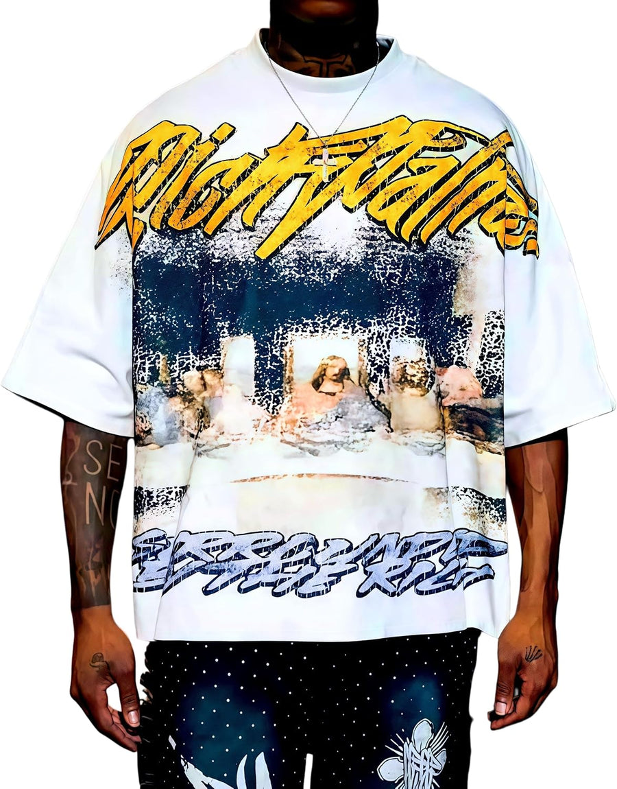 Y2k Grunge Shirts Men Oversized Rapper Graphic Tees 2000s Emo Clothes Vintage Baggy Hip Hop T Shirts - Yellow