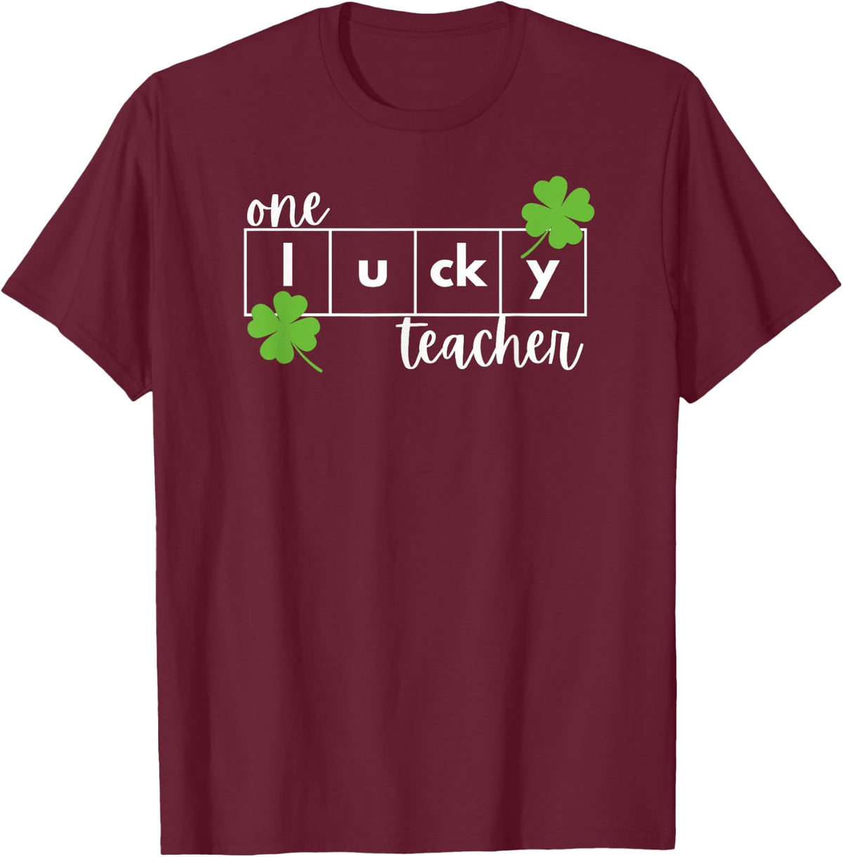 St. Patrick's Day Lucky Reading Teacher T-Shirt - Burgundy