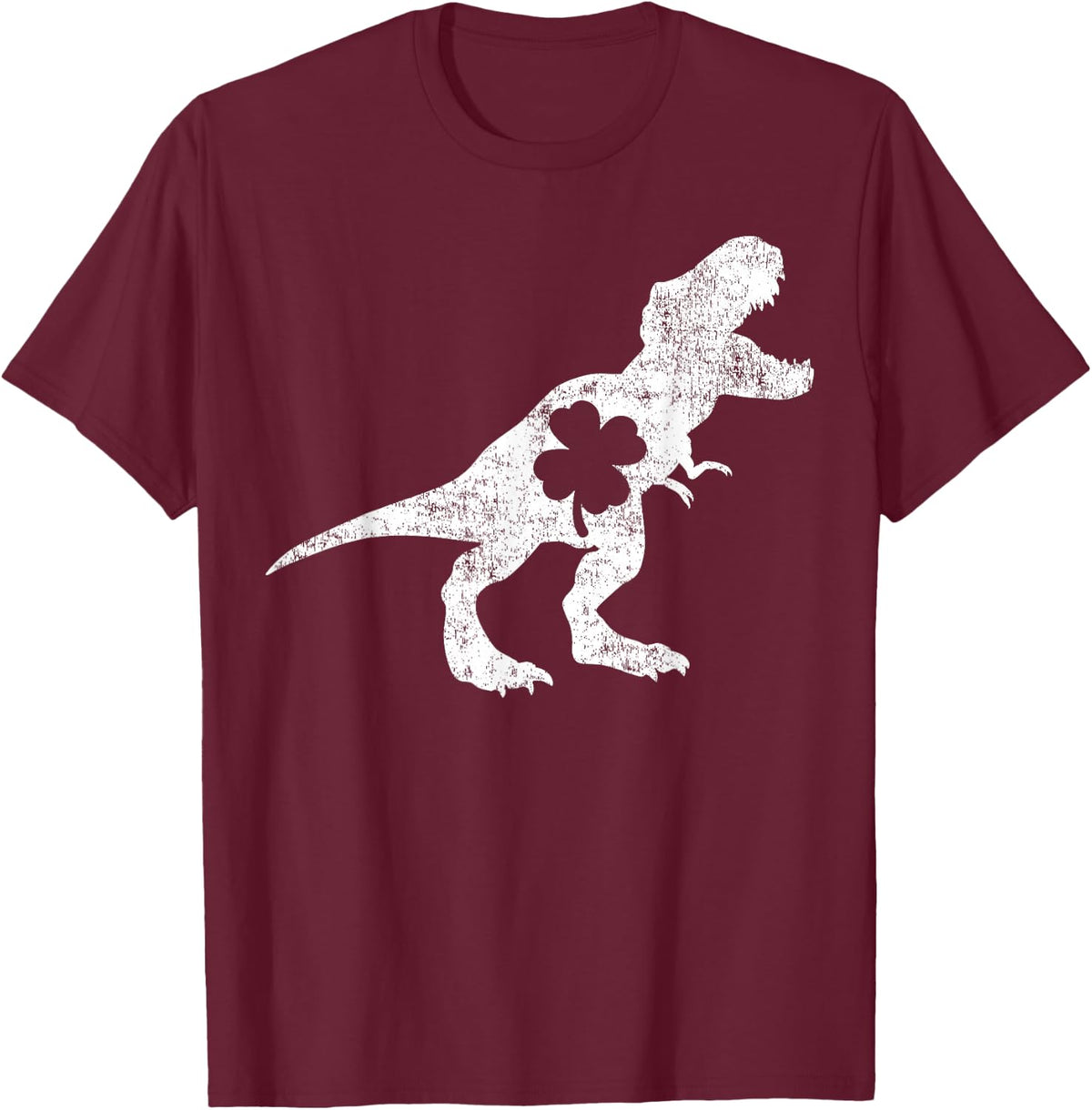 Dinosaur Irish Shamrock T Rex Dinosaur St. Patrick's Day T-Shirt - Burgundy
