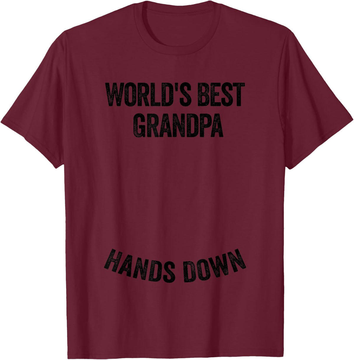 World's Best Grandpa Hands Down Make a Handprint T-Shirt - Burgundy