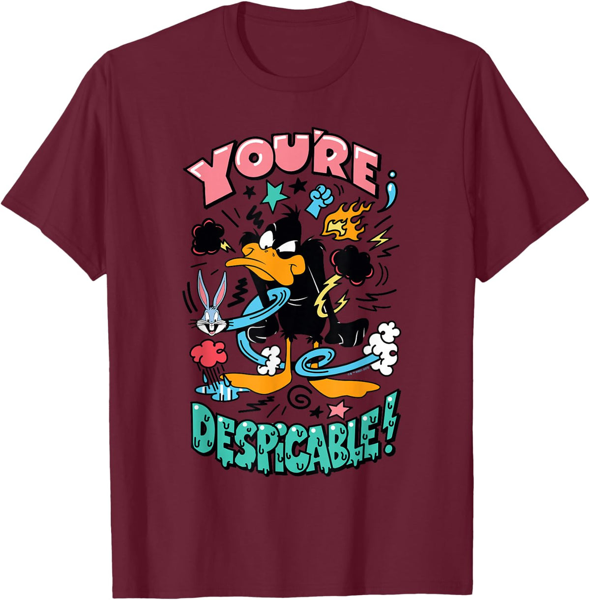 Looney Tunes Daffy Duck You're Despicable T-Shirt - Burgundy