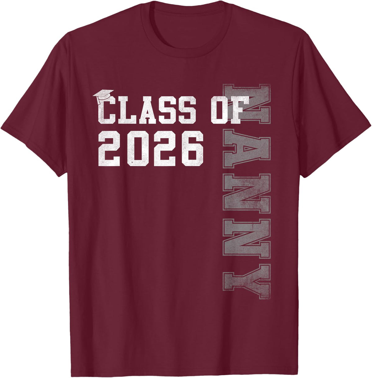 Proud Nanny Of A 2026 Graduate Grad Senior Graduation T-Shirt - Burgundy