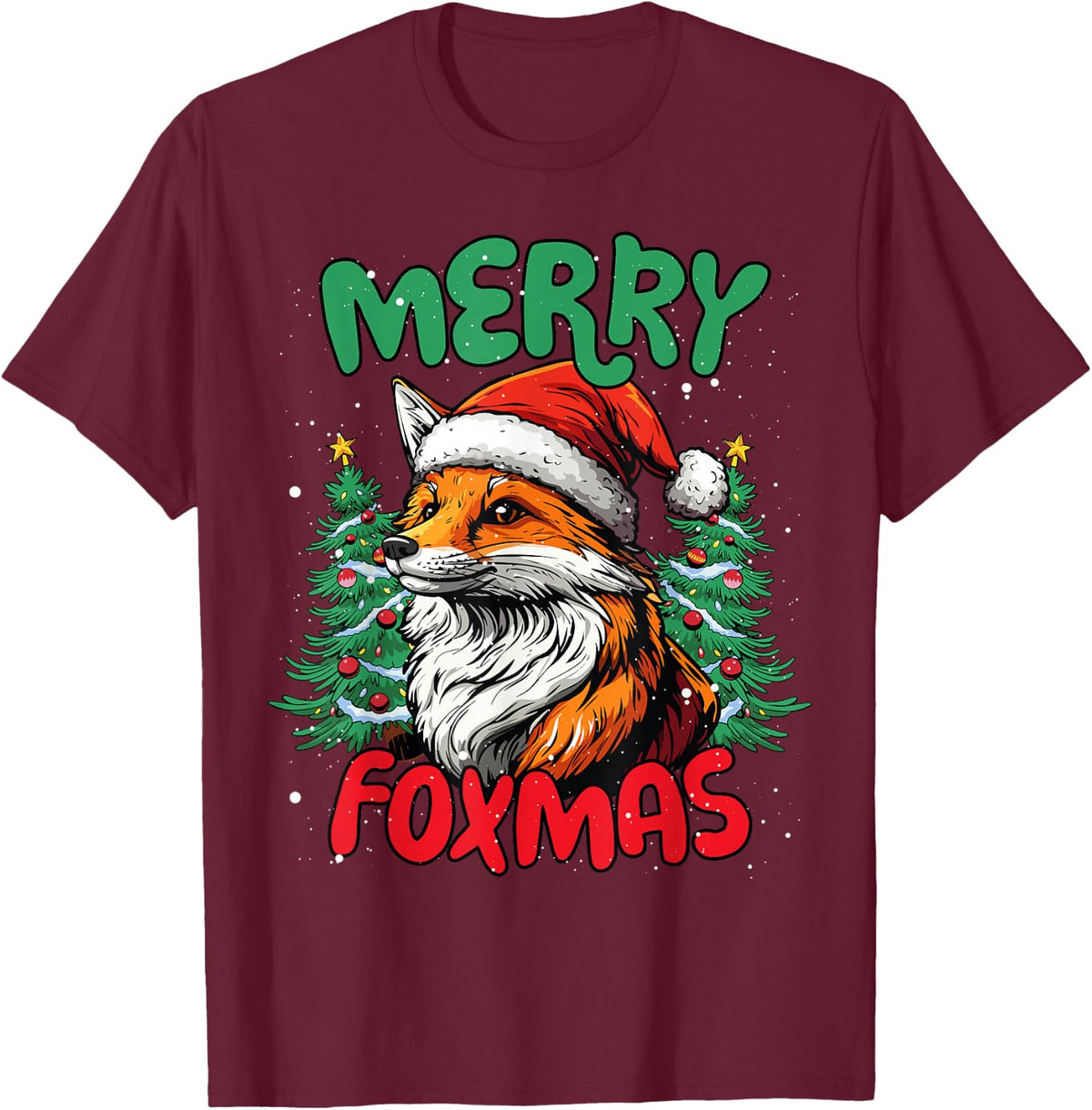 Merry Foxmas Funny Christmas Shirts for Family Duck Lover Tees T Shirts - Burgundy