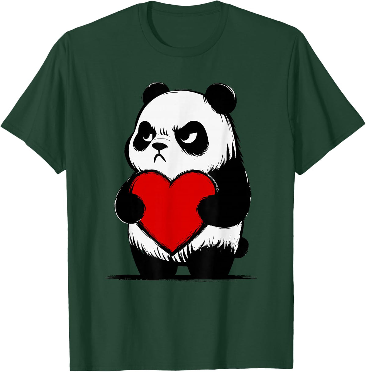 Grumpy Panda Men Women Kids Funny St. Valentine's Day T-Shirt - Dark Green
